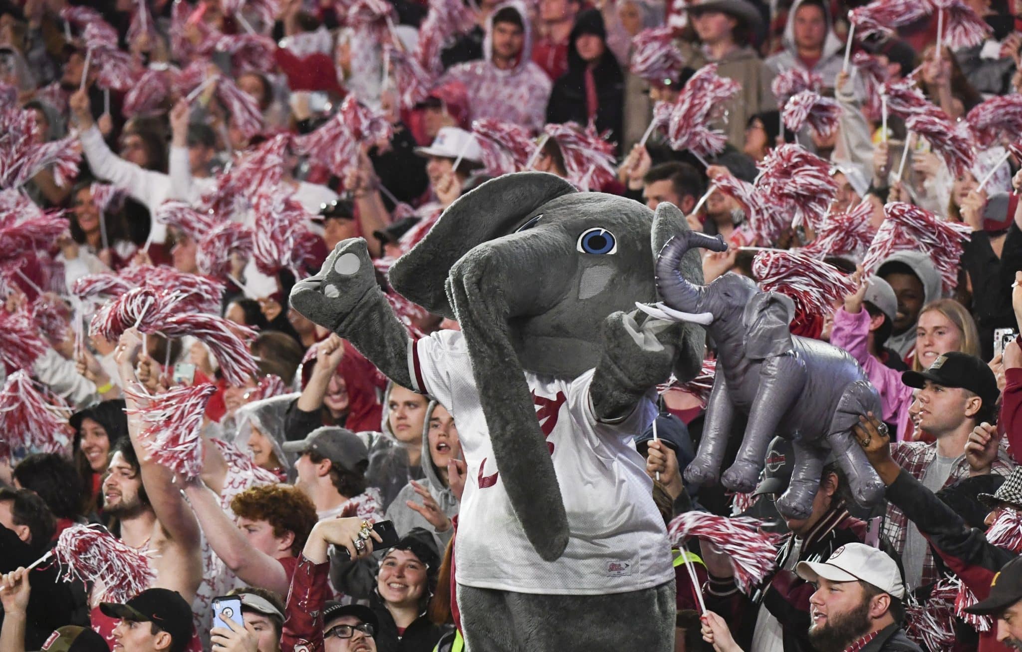 Alabama mascot Big Al pumps up the crowd.