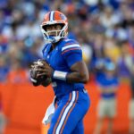 DJ Lagway shown playing in a Florida football game.