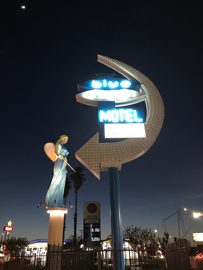 Blue Angel Motel Sign and Statue